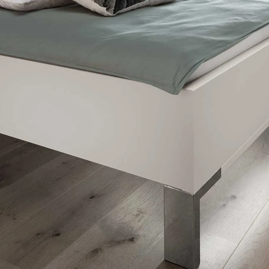 New Wohnen Weißes Bett mit Kunstleder-Kopfteil - Rocca