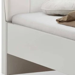 New Wohnen Weißes Bett mit Kunstleder-Kopfteil - Rocca