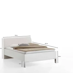 New Wohnen Weißes Bett mit Kunstleder-Kopfteil - Rocca