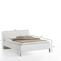New Wohnen Weißes Bett mit Kunstleder-Kopfteil - Rocca