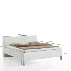 New Wohnen Weißes Bett mit Kunstleder-Kopfteil - Rocca