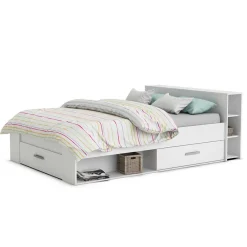 Wohnen Weißes Bett 160x200 cm mit Stauraum - Monja