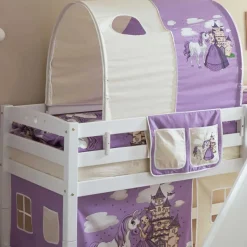 New Wohnen Weißes Buche Hochbett mit Rutsche Podest - Caurina