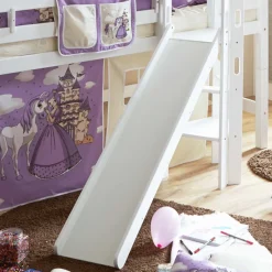 New Wohnen Weißes Buche Hochbett mit Rutsche Podest - Caurina