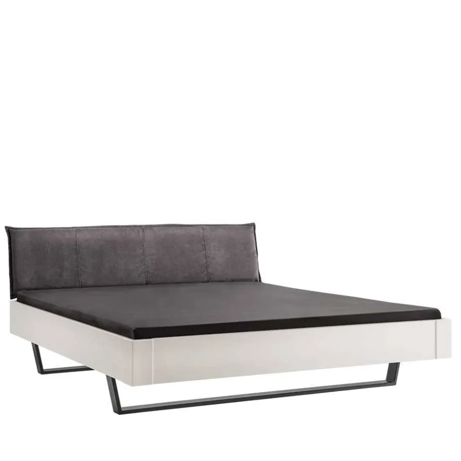 Hot Wohnen Weißes Designbett mit Stoff-Kopfteil - Fanos