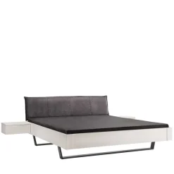 Hot Wohnen Weißes Designbett mit Stoff-Kopfteil - Fanos