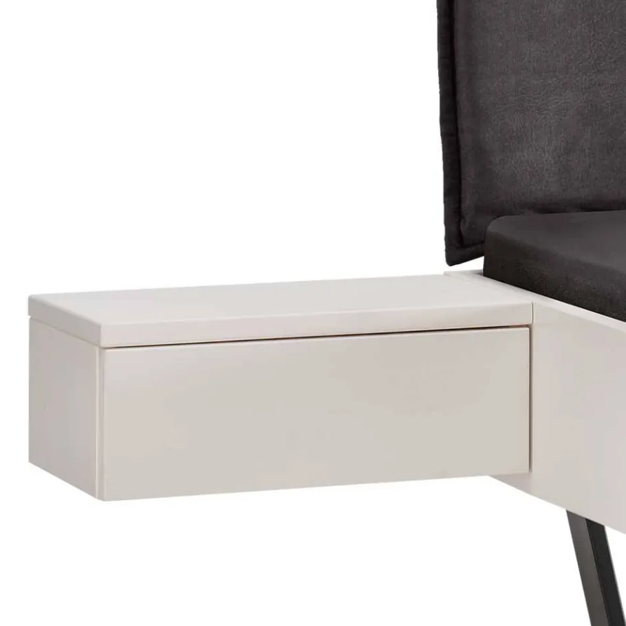 Hot Wohnen Weißes Designbett mit Stoff-Kopfteil - Fanos