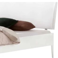 Outlet Wohnen Weißes Doppelbett aus Buche massiv & Kunstleder - Suzana