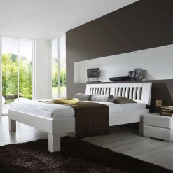 Best Wohnen Weißes Doppelbett Calicantas aus Buche Massivholz