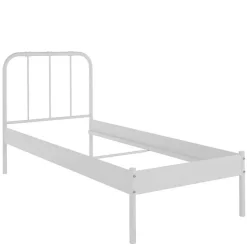 Discount Wohnen Weißes Einzelbett aus lackiertem Metall - Soreca