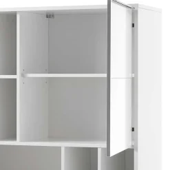 Discount Wohnen Weißes Highboard mit 8 Fächern & 2 Türen - Enkraja