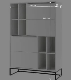 Discount Wohnen Weißes Highboard mit 8 Fächern & 2 Türen - Enkraja