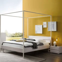 Wohnen Weißes Himmelbett in 140x200 cm - Renira