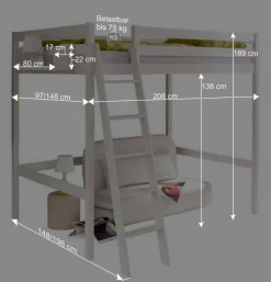 Sale Wohnen Weißes Hochbett in 90x200 oder 140x200 - Kerfa