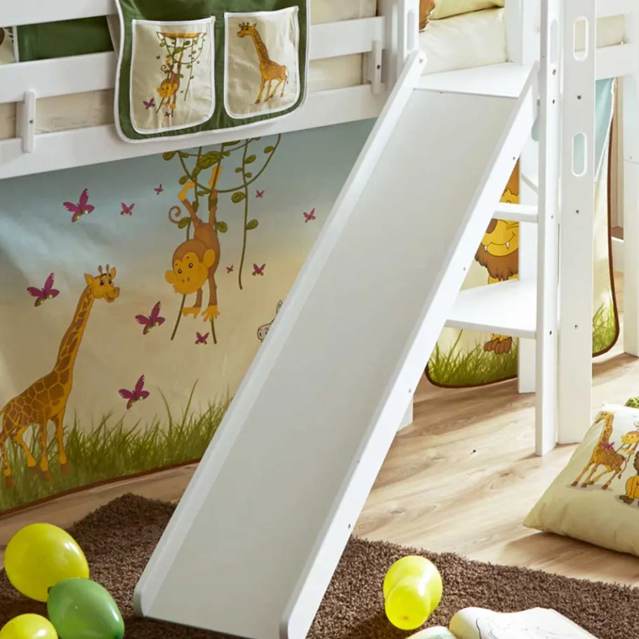 Wohnen Weißes Hochbett mit Podest Rutsche - Adnine