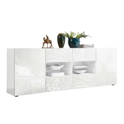 New Wohnen Weißes Hochglanz Sideboard 241 cm breit - Vascaub