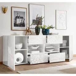 New Wohnen Weißes Hochglanz Sideboard 241 cm breit - Vascaub