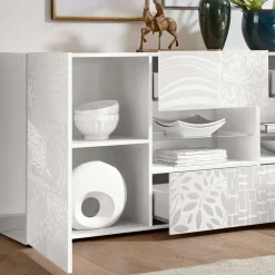 New Wohnen Weißes Hochglanz Sideboard 241 cm breit - Vascaub