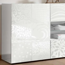 New Wohnen Weißes Hochglanz Sideboard 241 cm breit - Vascaub