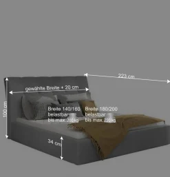 Wohnen Weißes Kunstlederbett mit Bettkasten - Albin