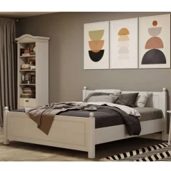 Online Wohnen Weißes Landhausbett aus Kiefer Massivholz - Aribert