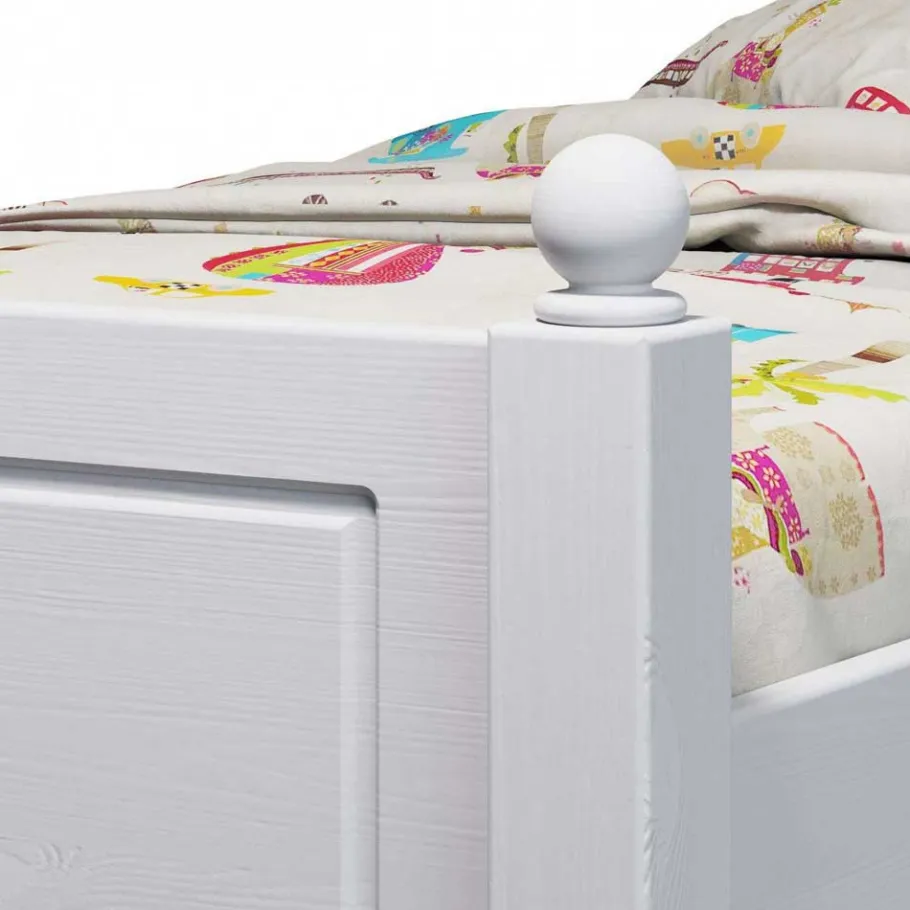 Online Wohnen Weißes Landhausbett aus Kiefer Massivholz - Aribert