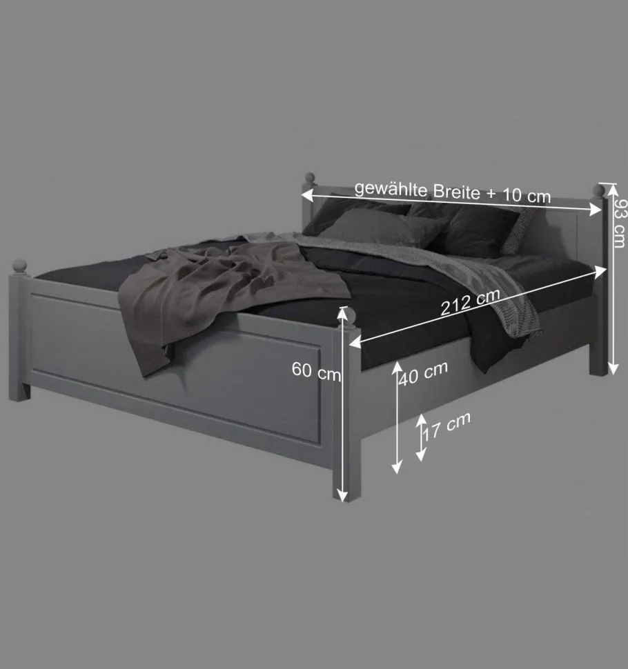 Online Wohnen Weißes Landhausbett aus Kiefer Massivholz - Aribert