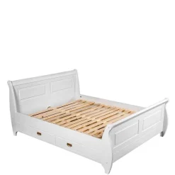 Discount Wohnen Weißes Landhausbett mit Schubladen - Presto