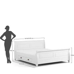 Discount Wohnen Weißes Landhausbett mit Schubladen - Presto