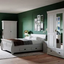 Discount Wohnen Weißes Landhausbett mit Schubladen - Presto