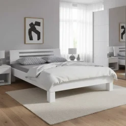 Discount Wohnen Weißes Massivholzbett Annabell mit Kopfteil