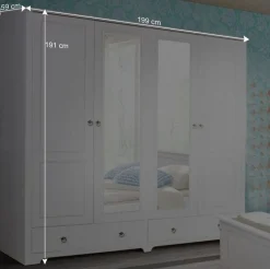 Discount Wohnen Weißes Schlafzimmer aus Holz - Velriva (vierteilig)