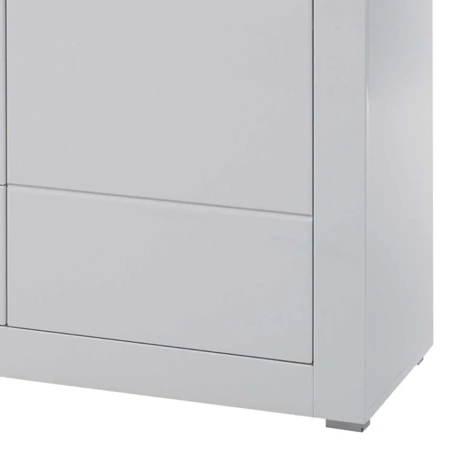Wohnen Weißes Sideboard mit Hochglanz Front Yulis & Chrom Metallgriffen