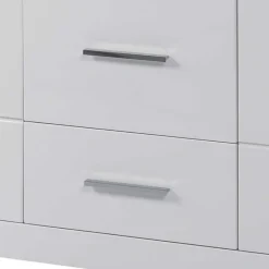 Wohnen Weißes Sideboard mit Hochglanz Front Yulis & Chrom Metallgriffen