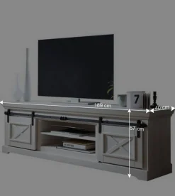 New Wohnen Weißes TV Board im Modern Country Style - Kuito