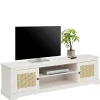 Discount Wohnen Weißes TV Board 2-türig mit Geflecht - Isvair