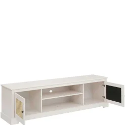 Discount Wohnen Weißes TV Board 2-türig mit Geflecht - Isvair