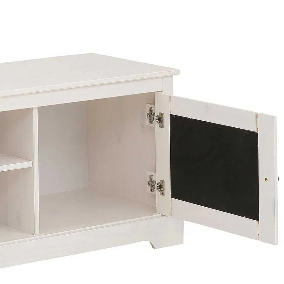 Discount Wohnen Weißes TV Board 2-türig mit Geflecht - Isvair