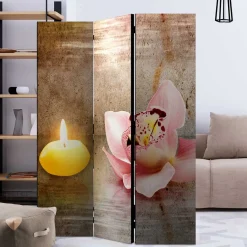 Online Wohnen Wellness Motiv Paravent Orchidee & Kerze - London