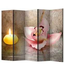 Online Wohnen Wellness Motiv Paravent Orchidee & Kerze - London