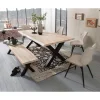 Sale Wohnen White Wash Essgruppe mit X-Fuß Tisch - Tilveta I (sechsteilig)