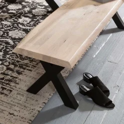 Best Wohnen White Wash Esstisch Bank mit Baumkante - Tilveta