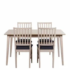 Best Wohnen White Wash Esstischgruppe aus Eiche - Pessoa (fünfteilig)