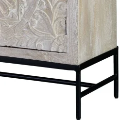 Wohnen White Wash Sideboard mit Mandala Schnitzerei - Bonany