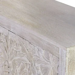 Wohnen White Wash Sideboard mit Mandala Schnitzerei - Bonany