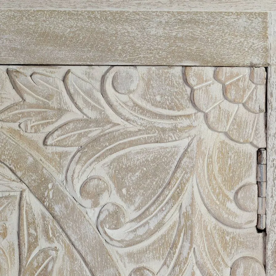 Wohnen White Wash Sideboard mit Mandala Schnitzerei - Bonany