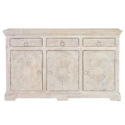 Sale Wohnen White Wash Sideboard mit Ornament Schnitzereien - Rusula
