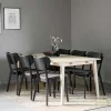 Hot Wohnen White Wash Tisch & Stühle Schwarz - Pessoa (siebenteilig)