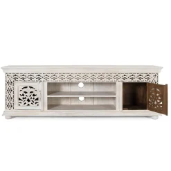 Wohnen White Wash TV Lowboard - dekoratives Design - Snake