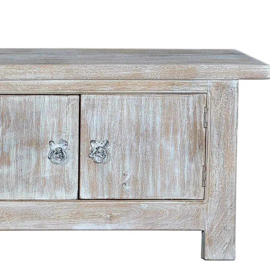 Online Wohnen White Wash TV Lowboard - Shabby Chic - Catlony